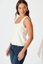 White Linen Blend Cami Top
